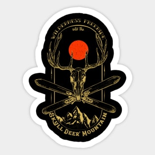 Skull deer mountain gold Sticker